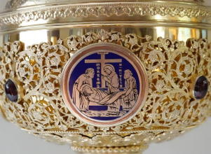 Ornate French antique solid silver gilt Gothic Chapel Set